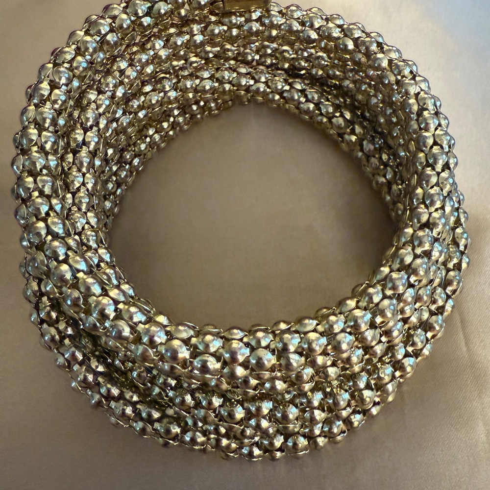 Vintage mid century modern gold coil bracelet cuff, Palm Springs Estate Sale ✨
